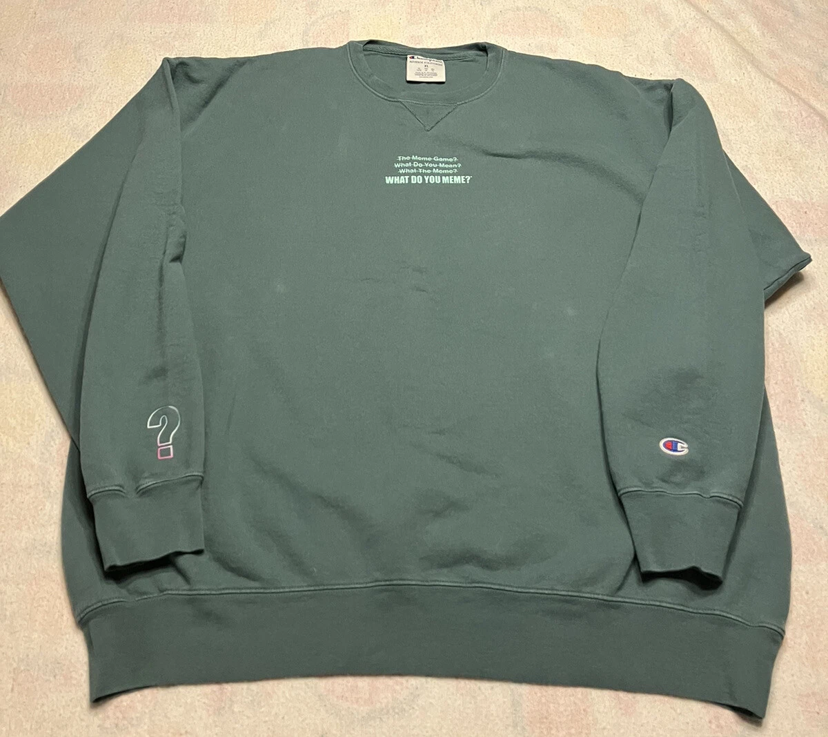 Champion Authentic Athleticwear Sweatshirt RN#15763 Size XL “What Do You  Meme?”