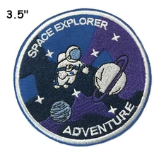 SPACE EXPLORER Patch Embroidered Hook Loop Applique NASA Badge Souvenir