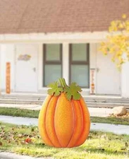 Glitzhome 37.75" H Fall Metal Embossed Glitter Pumpkin Yard Stake