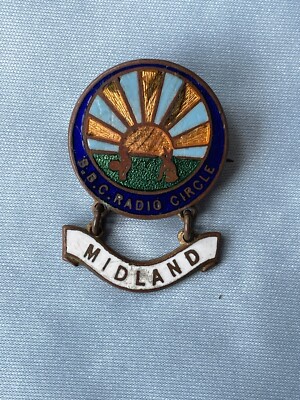 BBC Radio Circle Midlands Gilt Bronze Enamel Vintage Pin Badge