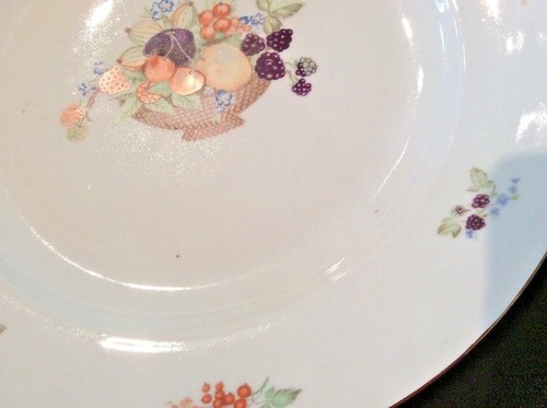 CMIELOW POLAND VTG RND 12-3/4 PLATTER SHALLOW BOWL HARVEST FRUIT & FLOWERS VGUC - Picture 2 of 10