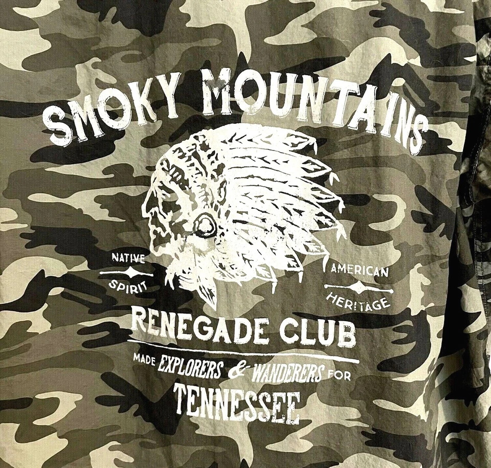 Camisa impermeable para hombre talla L verde camuflaje gráfico Smokey Mountain Renegade Club Foto 3 de 4