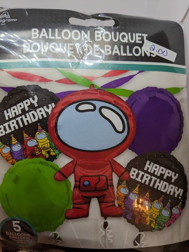 Anagram Spies In Space Foil Balloon Bouquet 5 Piece Happy Birthday Alien - Picture 3 of 5