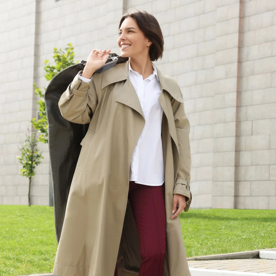 2x Reise Kleidersack XL 150x60cm lang Schwarz Vlies Kleiderschutzhülle Anzugsack - Bild 3 von 4