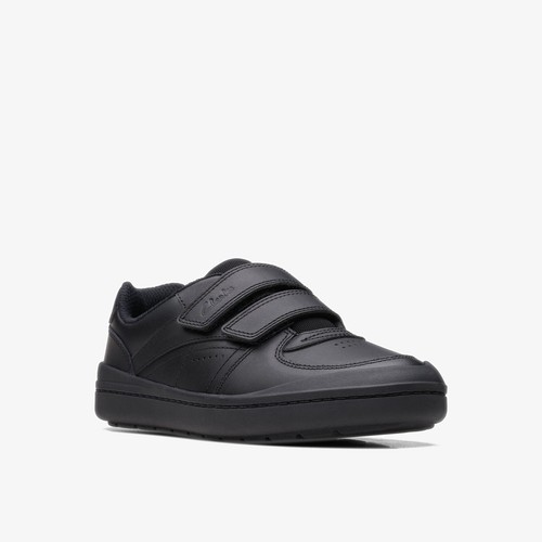 BNIB Clarks Boys ROCK BAR K Black Leather School Shoes - Picture 2 of 2