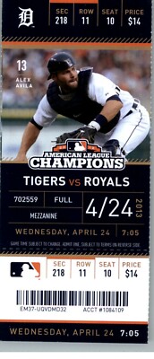 Kansas City Royals vs Detroit Tigers 4/24/2013 Full Ticket -  Alex Avila .