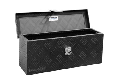 Truckbox DB015 Schwarz, Deichselbox, Werkzeugbox, Alu Riffelblech, Alubox
