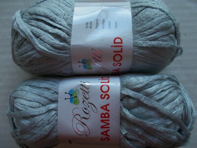 Rozetti Samba Solid ribbon yarn, light gray, lot of 2 (161 yds ea)