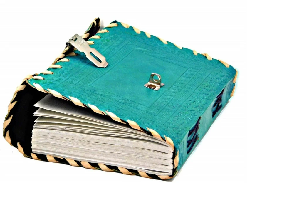 7"x10" Inch Leather Personal TURQUOISE Diary with Lock And Key Notebook Diary - Image 3 of 4