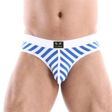 Men Quick Dry Soft Breathable Low Rise Briefs Panties Striped U Convex Underwear