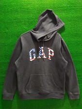 Men's Charcoal Gray Gap American Flag Pullover Hoodie Size L