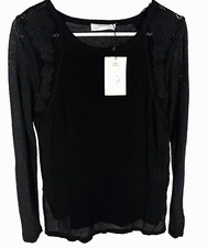 ZARA Shirt Size Small W  B Collection Black Floral Shoulder Womens NEW NWT