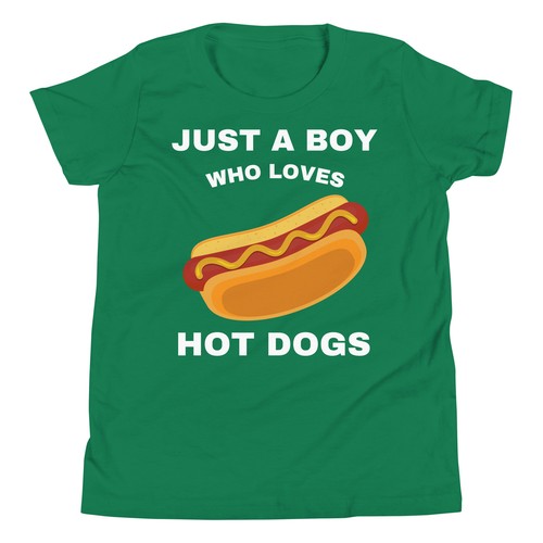 Just A Boy Who Loves Hot Dogs Hot Dog Bun Food Lover Youth Short Sleeve T-Shirt - Picture 5 of 5