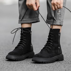 Details about Women's Motorcycle Boots Chunky Heel Back Zip Booties British Style Flat Shoes Details about Women's Motorcycle Boots Chunky Heel Back Zip Booties British Style Flat Shoes