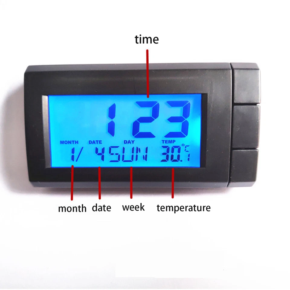 2pcs Mini Digital LCD Watch Car Dashboard Table Date Time Calendar Hour Clock US - Image 4 of 4