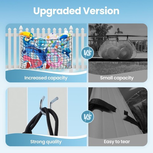 Pool Toy Float Storage Net 71''x47'' Inch Extra Large Elastic Mesh Fence Net - 第 2/7 張圖片