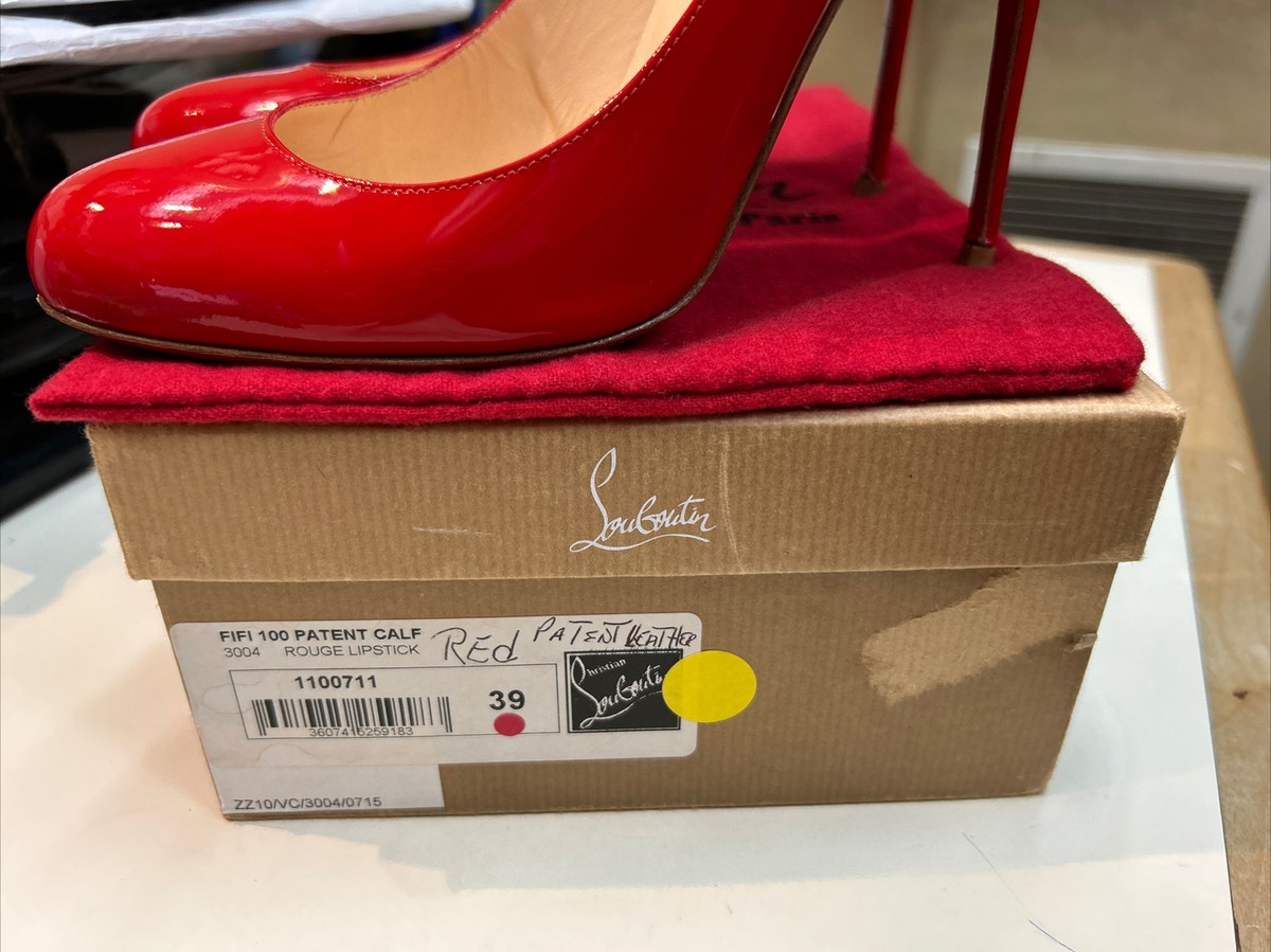 Christian Louboutin Fifi 100 Red Patent Leather Size 39/8.5 Christian Louboutin Fifi 100 Red Patent Leather Size 39/8.5