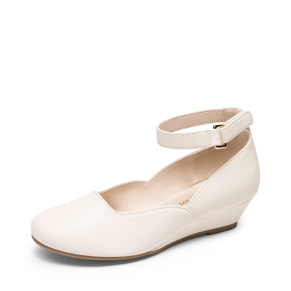 Zapatos de vestir con correa al tobillo para niñas Tacones bajos de cuña Boda Fiesta Formal Zapatos de salón Foto 4 de 4