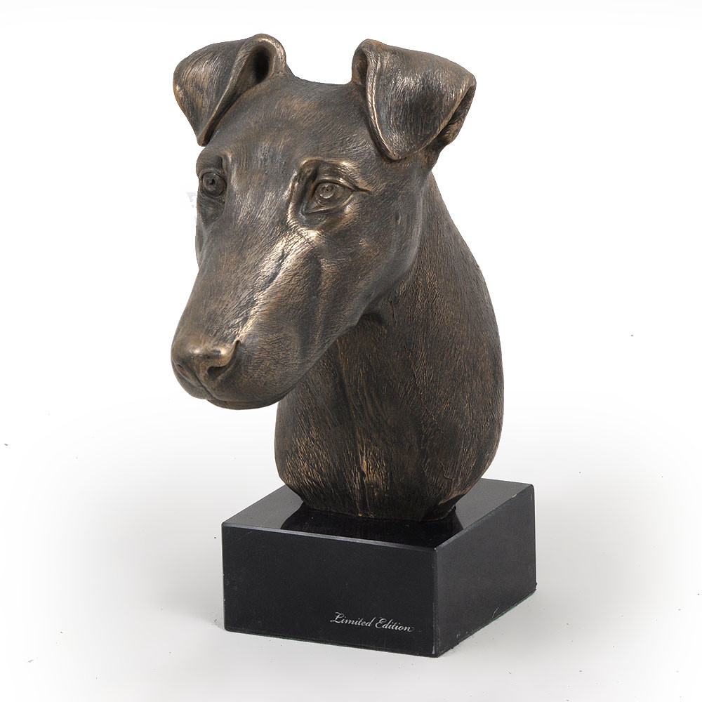 Fox-terrier à poil dur, statue miniature / buste de chien, limitée, Art