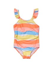Snapper Rock Girls' Good Vibes Frill Strap Swimsuit, Multicolor Size 10