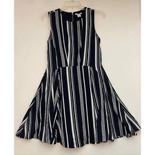 Bar III Womens Black white Striped Fit & Flare Skater Mini Dress Size S (372)
