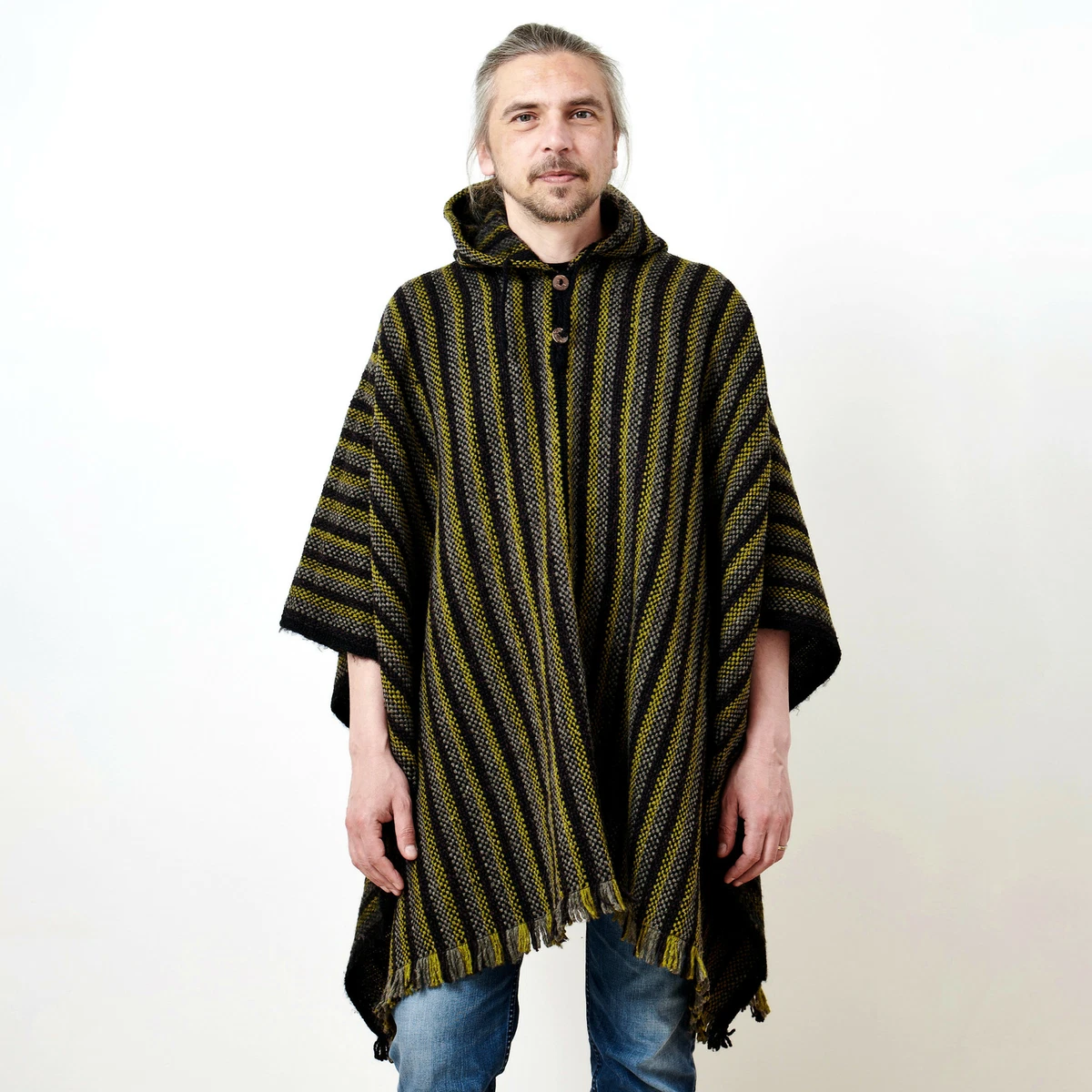 LLAMA WOOL MENS UNISEX SOUTH AMERICAN PONCHO CAPE COAT CLOAK |