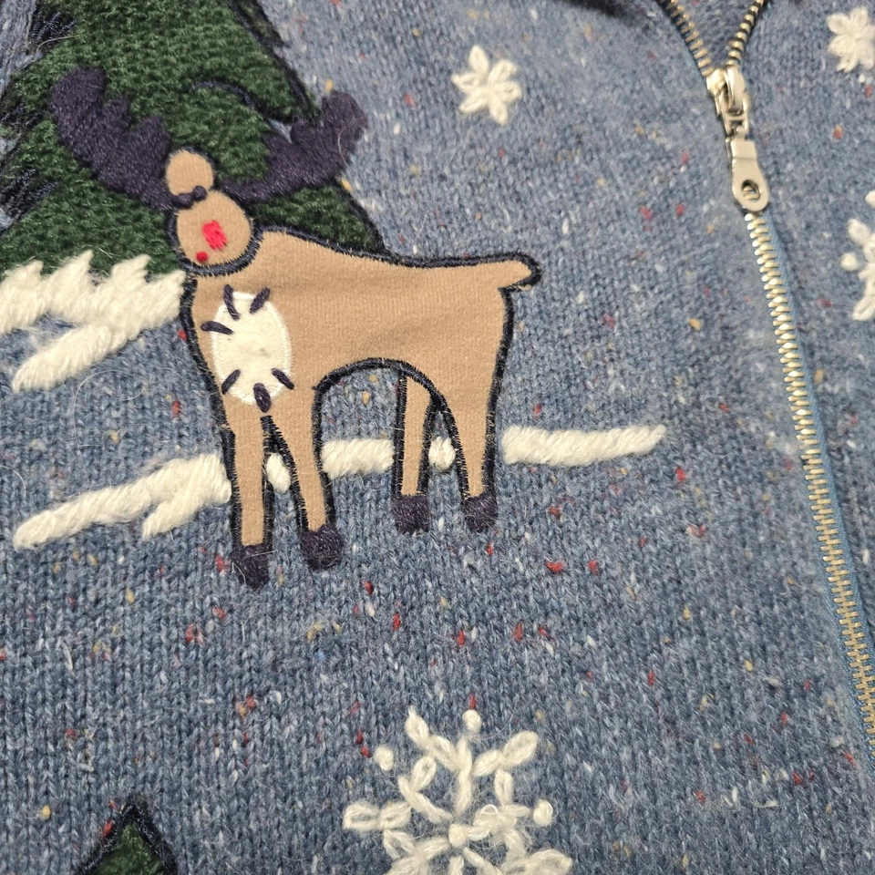 Chaleco Suéter Navidad Años 90 Mujer Talla XL Azul Angora Conejo Cremallera Completa Cálido  Foto 4 de 4