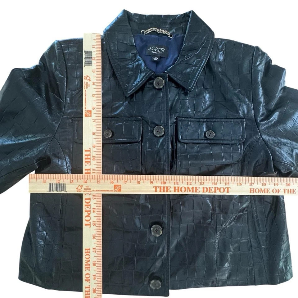 Women’s large - JCrew Crocodile Embossed Faux Leather Jacket Excellent Condition - Image 4 of 4