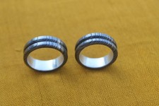 Damascus steel finger ring silver liner inside valentine gift 10.5/9.5 US SIZE