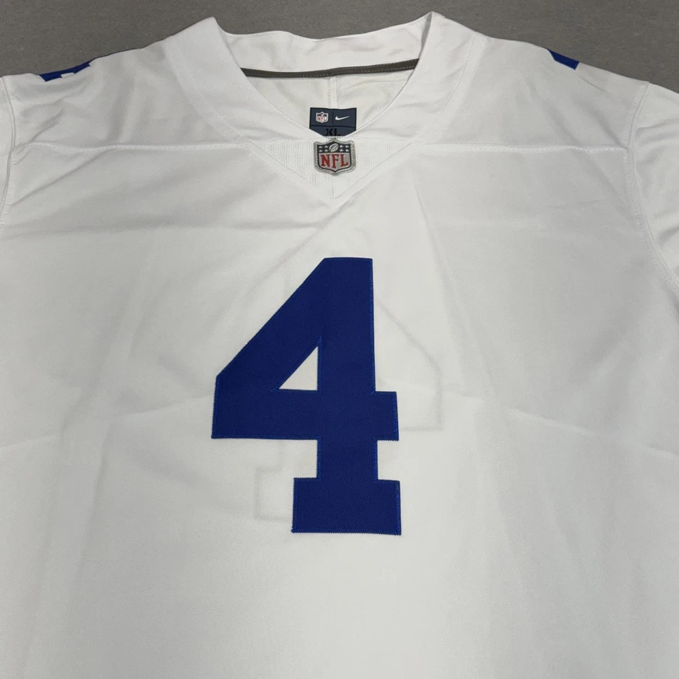 Camiseta de fútbol americano Dallas Cowboys para hombre XL blanca Dak Prescott 4 en el campo Nike NFL Foto 3 de 4