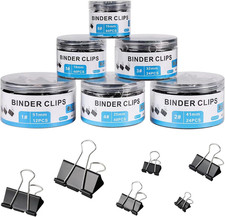 208 PCS Binder Clips Paper Clamps Assorted Sizes, Metal Paper Binder Clip, Black