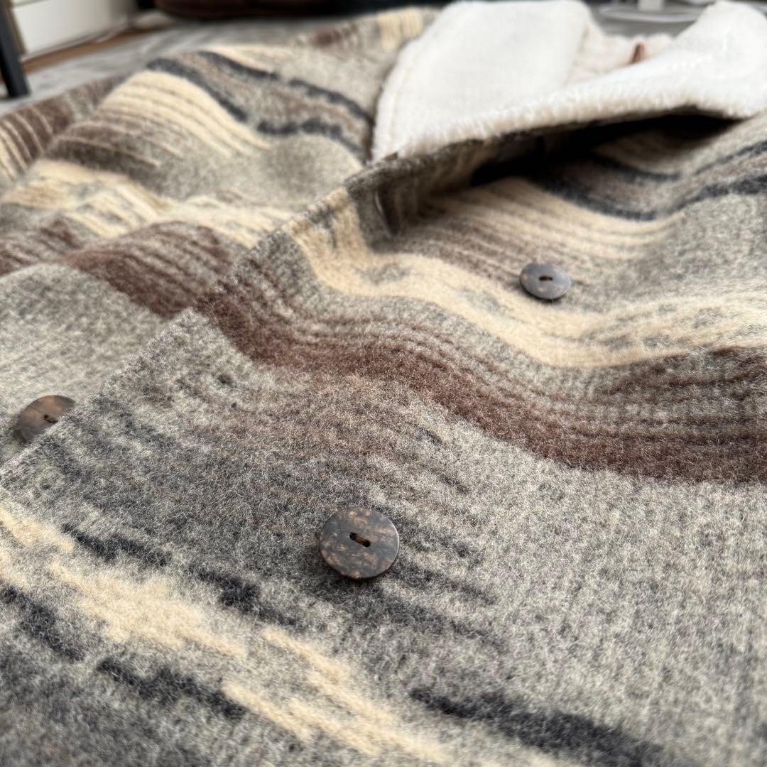 Woolrich Native Pattern Wool Coat Gray Made in US… - image 2