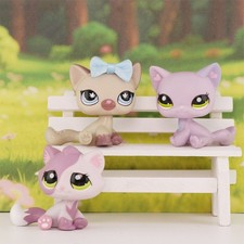 3Pc Sitting Shorthair Cat LPS Toy Pet Figure Collectible Mini Cat for Kid Gift