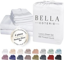 Bella Coterie 6 Piece Luxury Bamboo Viscose King Size Sheet Set  100 