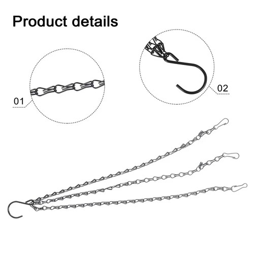 3 Pack 14 Inch Hanging Baskets Chain Replacements with Hooks for Flower Pot - Picture 6 of 14