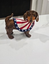 NEW BLUE SKY PATRIOTIC DACHSHUND CERAMIC