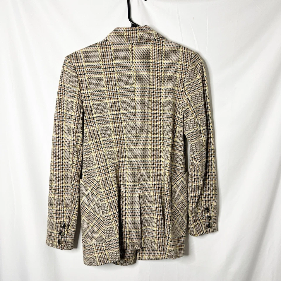 Blazer Cabi Pastime Beige Marrón Forrado a Cuadros Elástico #3548 Mujer Talla 4 Foto 4 de 4