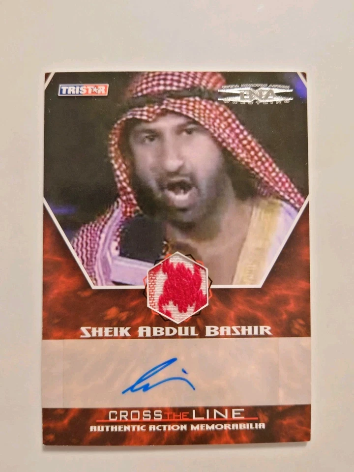 Tarjeta reliquia autografiada Sheik Abdul Bashir 2008 Tna Cross the Line TNA Impact WWE Foto 3 de 3