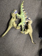 3 Toys R Us STEGOSAURUS  T-REX Toy Dinosaur Large Rubber 20" Lot Of 3