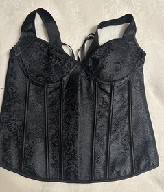 Black Boned XL Lace up Corset Bustier Top Lingerie Waist Trainer Cincher Shaper