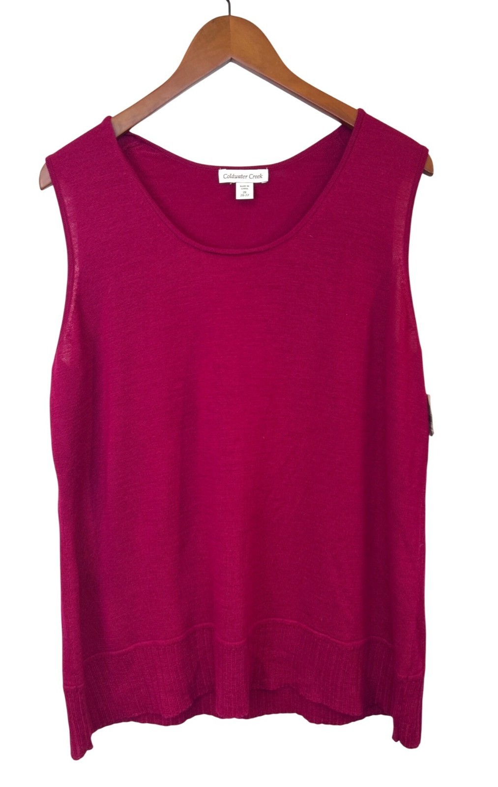 NWT Coldwater Creek Women's 2X Merino Wool Blend Sleeveless Tank Top Red