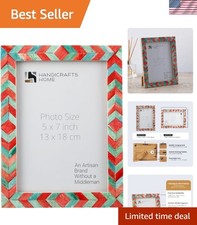 Artisan Crafted 5x7 Chevron Mosaic Picture Frame   Perfect for Gifting  Decor