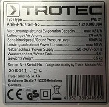 Luftkühler Ventilator Air cooler Trotec PAE21 