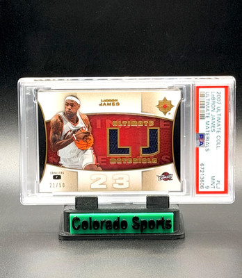 LEBRON JAMES 2007-08 UD Ultimate Dual Game-Worn Patch Materials Gold 21/50 PSA 9