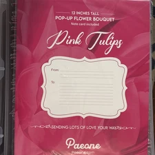Paper Pop-Up Flower Card Pink Tulips Forever Flower Bouquet 3D 12 Inches Lot 10