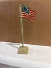 Vintage Marx 13 Star Colonial tin Flag Revolutionary War, Plastic Pole Rock Base