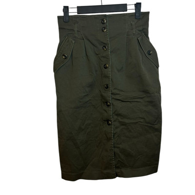 H&M Olive Green Button Front High Waisted Pencil Skirt Women's Size