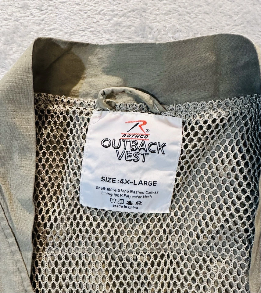 ROTHCO Outback Hunting Fishing Vest Safari Mens 4XL Zip Up Mesh Tactical Photo - Image 3 of 4