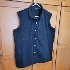 Vintage Boutique Europa Woman's Black Denim Vest XL