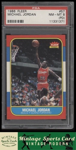1986-87 Fleer - Michael Jordan - Rookie RC #57 Chicago Bulls PSA 8 (PD)